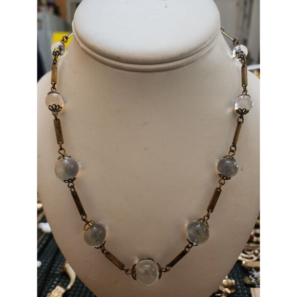 Antique Pools of Light with Brass Section Necklace - Picture 1 of 5
